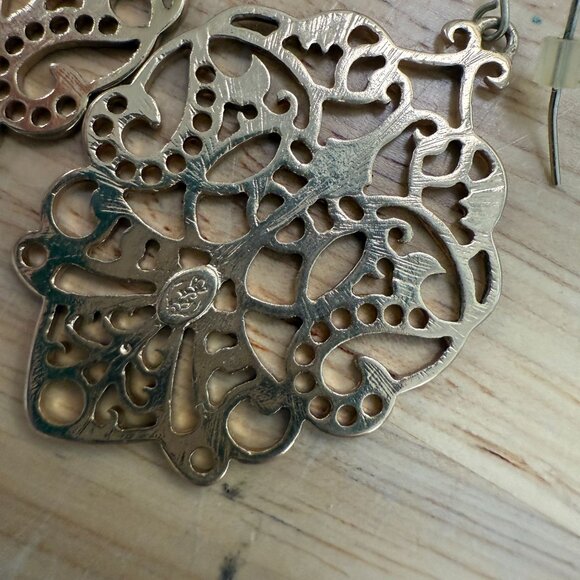 Premier Designs Darcy Matte Silver-Tone Filigree Fishhook Dangle Drop Earrings - Picture 6 of 11